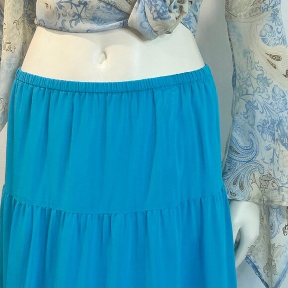 Talbots Silk Blend Tiered Boho Maxi Skirt - Picture 7 of 11